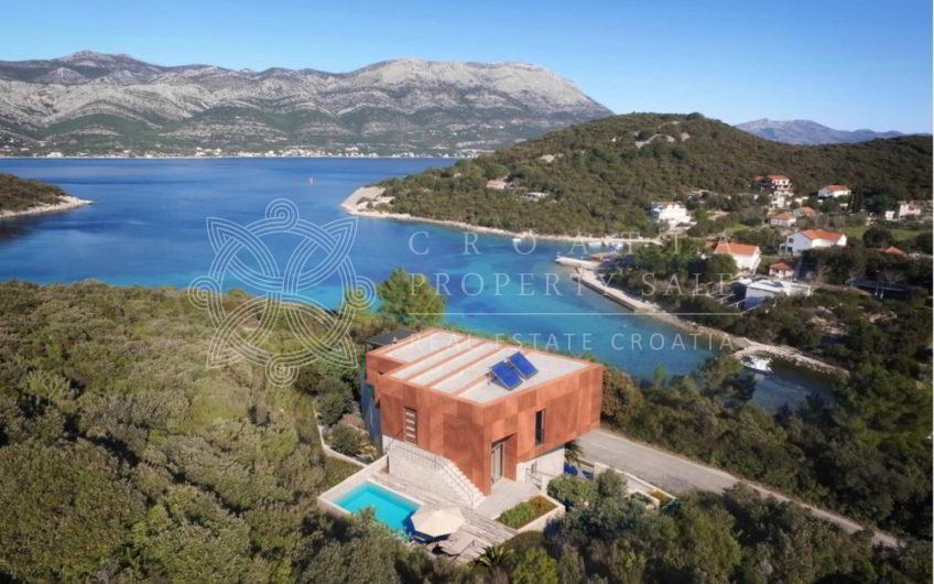 Croatia Korcula town area waterfront modern villa with pool for sale