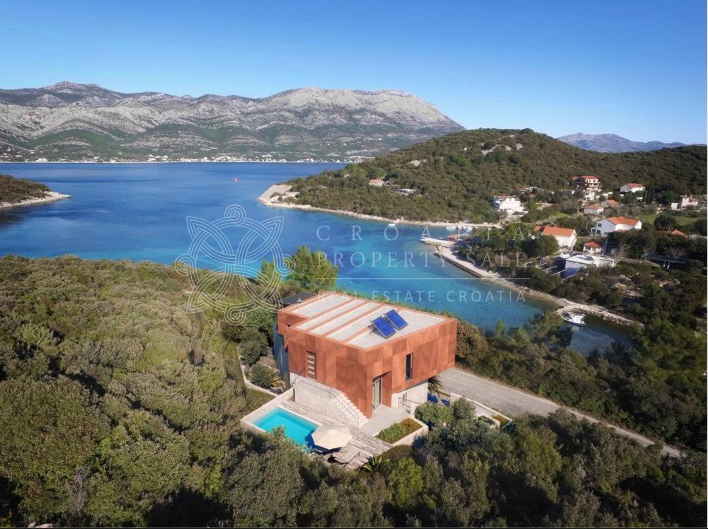 Croatia Korcula town area waterfront modern villa with pool for sale