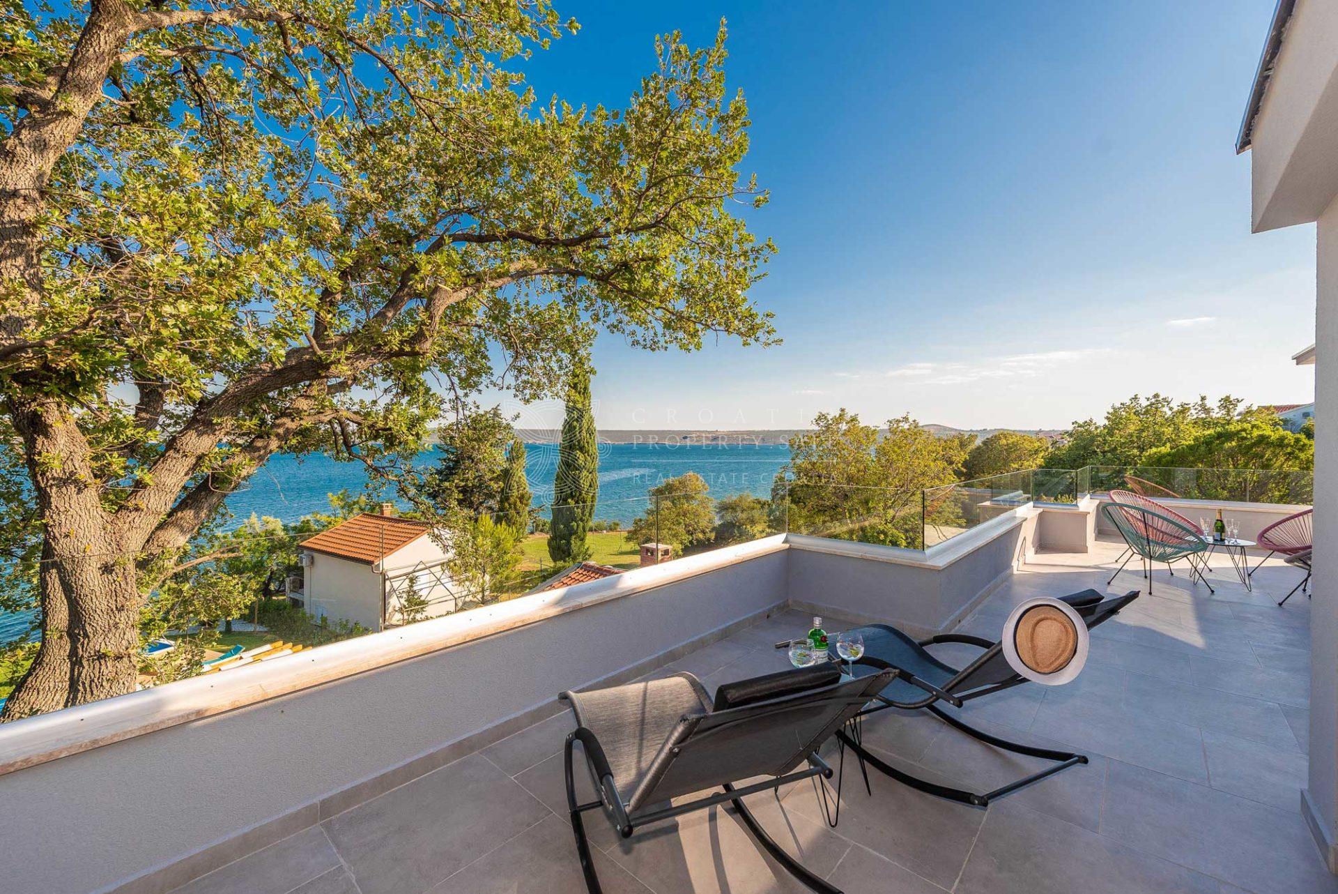 Croatia Zadar area waterfront villa for sale with pool
