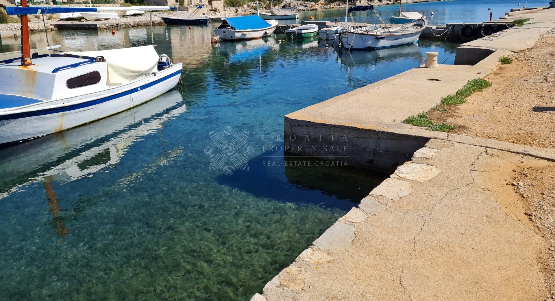 Croatia Korcula island sea front house for sale with a boat mooring
