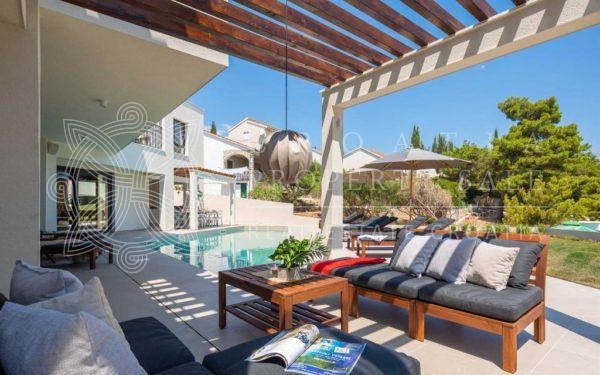 Croatia Trogir area buy luxury beachfront villa with pool and tennis court