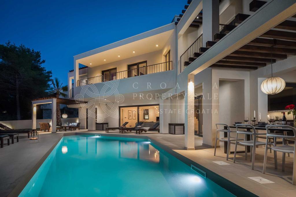 Croatia Trogir area buy luxury beachfront villa with pool and tennis court