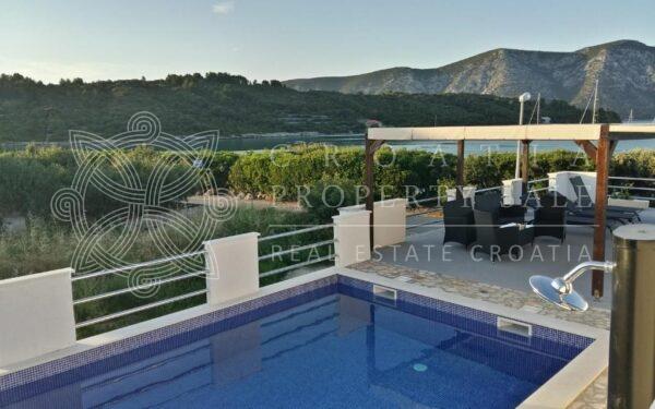 Croatia Korcula island waterfront stone house with pool for sale